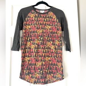 Gray and Multicolor Patterned Top